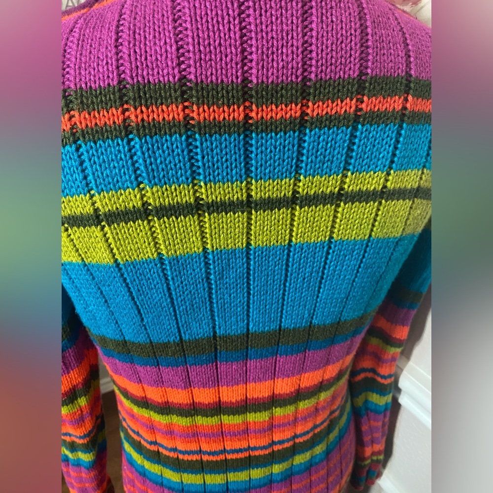 Multicolor Striped Women's Cardigan || Size 14 (see measurements in description) - Picture 9 of 11